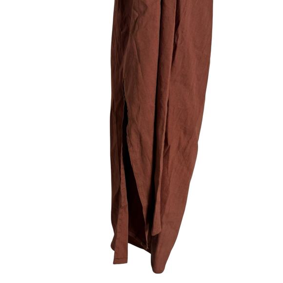 WeWoreWhat Brown Shell Chain Halter Beach Resort Linen Midi Dress Size Medium - Picture 6 of 8